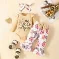 thumbnail image 2 of masbird Newborn Baby Girl Clothes 3pcs Rib Frill Long Sleeve Romper Flared Pants Headband Set Fall Winter Outfits,White,3-6 M, 2 of 9