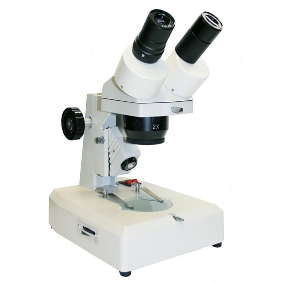 Vision Scientific VMS0003-L-24 Dual Power Binocular Stereo Microscope, Paired 10X Widefield eyepiece, 2X & 4X Objectives, Upper and Lower LED Lighting, 110V