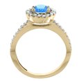 thumbnail image 2 of 14K Yellow Gold Natural Swiss Blue Topaz Ring Round 6mm Floating Halo Diamond, size 6, 2 of 4