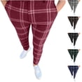thumbnail image 1 of Fengqque Pantalon Habillé Homme à Carreaux Ajusté Coupe Ajustée Extensible Coupe Régulière Décontractée Mode Golf Chino Crayon Rouge 10(TG), 1 of 6