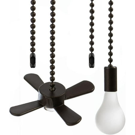 

Ceiling Fan Pull Chain Ceiling Fan Cords Ceiling Fan Chain Pulls with 2PCS 12inch Beaded Ball Extension Chains for Celing Fan Light and Wall Lamps Cabinet Light (Light Bulb and Fan Shape) Matte
