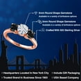 thumbnail image 2 of Gem Stone King 18K Rose Gold Plated Silver White Moissanite and Black Sapphire Engagement Ring for Women | 2.18 Cttw | Round 6MM | Gemstone Birthstone | Size 9, 2 of 7