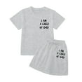 thumbnail image 3 of Glisme 2 Pcs Girls Outfit Fashion Letter Print Casual Loose Short Sleeve Suit Skin Friendly Fit Clothing Set For Girl Size 9-10 Years, Grey, 3 of 6