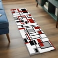 thumbnail image 4 of Red Black Grey Geometric Runner Rug 2x6 FT, Non Slip Hallway Carpet, Middle Century Modern Abstract Art Washable Floor Carpet Throw Runner Carpet Long Rug for Entryway Kitchen Bedside Sliding Door, 4 of 9