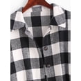 thumbnail image 5 of ZAFUL Women Casual Wool Blend Plaid Thin Shirt Black S, 5 of 6