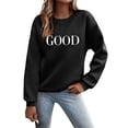 thumbnail image 1 of Bmisegm T-Shirts Graphiques à Manches Longues Décontractés pour Femmes, Chandails à Col Rond, Hauts à Enfiler pour Femmes, Chandails Décontractés pour Femmes, Noir G, 1 of 6