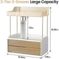 thumbnail image 2 of Delamu 2-Tier 2-Drawer Bathroom Organizer Countertop, Multi-Purpose Makeup Organizer Countertop, Large Skincare Organizers, Bedroom Vanity Organizer, Amber, 2 of 7