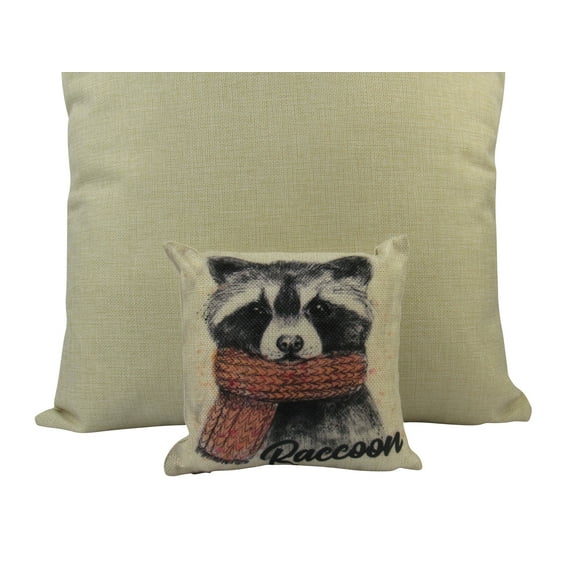 MINI: Raccoon Hipster | Cover and Insert | Raccoon Pillow | Wilderness | 8 x 8 | Forest Animal | Animal Love | Lumbar Pillow