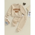 thumbnail image 2 of Bagilaanoe 2PCS Toddler Baby Boy Pants Set Letter Embroidery Long Sleeve Sweatshirt Tops + Sweatpants 6M 12M 18M 24M 3T Kids Casual Sweatsuits, 2 of 8