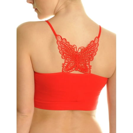 

Angelina Women s Seamless Racerback Bralettes with Butterfly Applique Design (12-Pack)