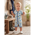 thumbnail image 4 of BemeyourBBs Newborn Baby Boy Summer Clothes 0 3 6 12 18 Months Infant Baby Fishing Outfit Romper Fish Rod Printed Short Sleeve Zip Up One Piece Jumpsuit Shorts, 4 of 9