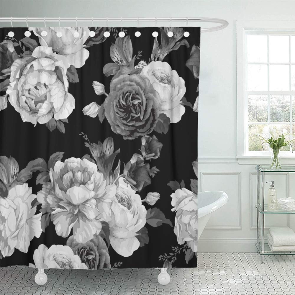 KSADK Pink White Floral Pattern with Roses Watercolor Colorful Flower