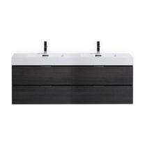 Kubebath Bliss 72" Double  Sink Black Wall Mount Modern Bathroom Vanity