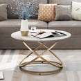 thumbnail image 2 of ASYA Natural Stone Coffee Table, 31.5'' White Marble Center Table for Living Room, Gold Metal Legs, 2 of 7
