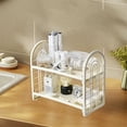 thumbnail image 4 of 2-Tier Plastic Storage Shelf Organizer Rack for Kitchen Bathroom Countertop, Space Saving Shelving Unit, 4 of 6