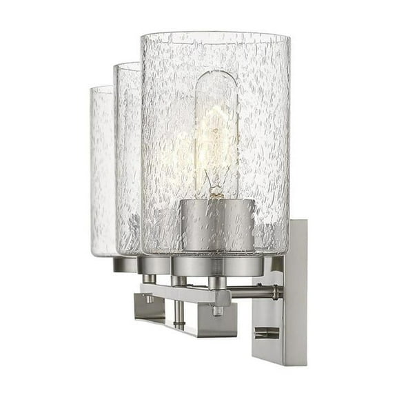 HomeRoots Silver Metal and Textured Glass Three Light Wall Sconce