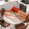 thumbnail image 2 of Burnt Orange Beach Coastal Round Tablecloth 36-44 Inch Round Fitted Table Cloth with Elastic Edge, Summer Nautical Seaside Ocean Ombre Waterproof Table Cover Protector for Outdoor Picnic Party Dining, 2 of 9