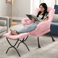 thumbnail image 4 of MoNiBloom Water-resistant Cotton Lazy Chair for Adults, Modern Upholstered Single Sofa with Ottoman, Removable Cover Accent Lounge Chair for Living Room, Pink, 4 of 10