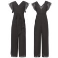 thumbnail image 6 of Jowowha Kids Girls Ruffled Wide Leg Maxi Summer Jumpsuit Playsuit Chiffon Party Rompers Overalls Black 12, 6 of 7