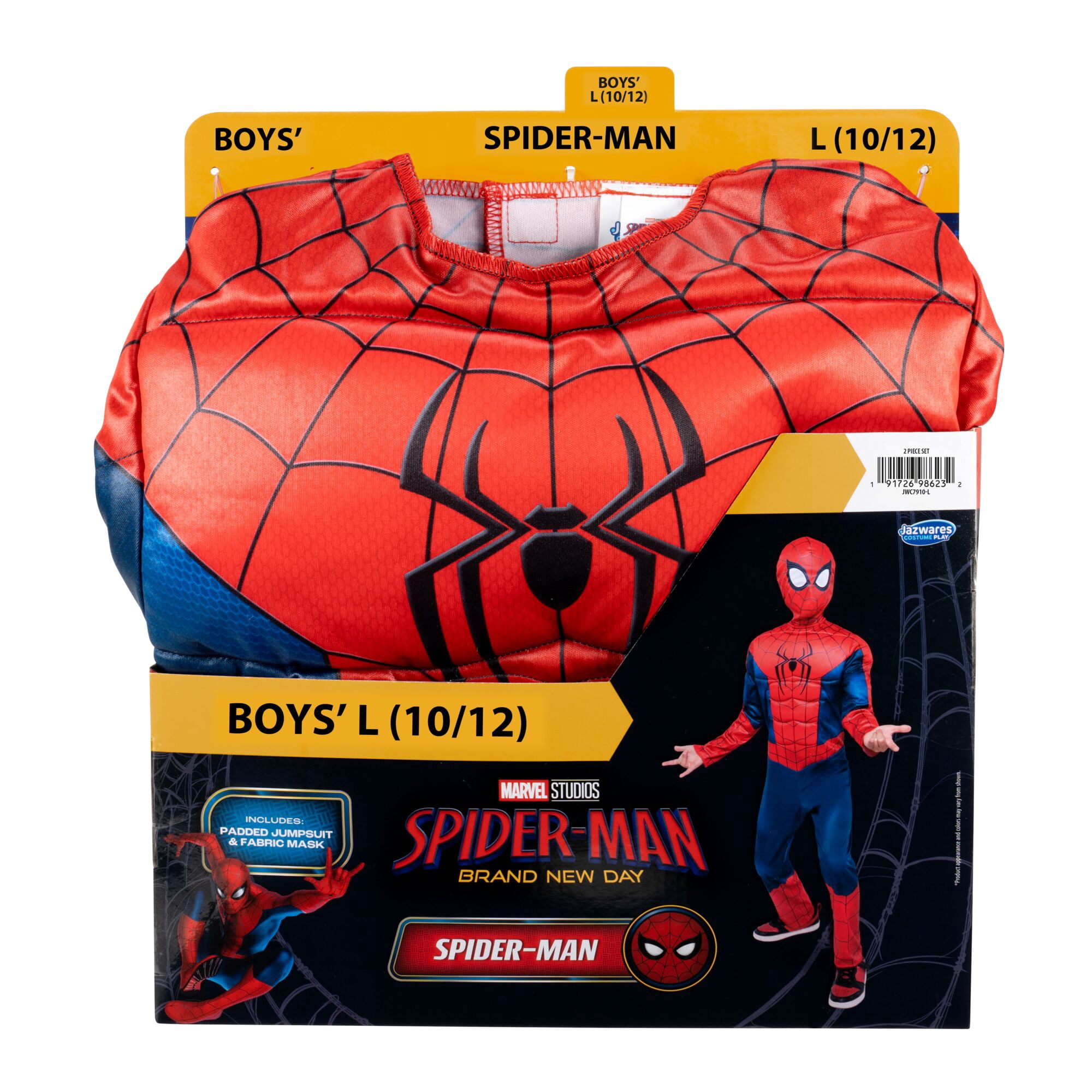 Marvel's Spider-man Halloween Costume for Children, Boy's Size L (10/12), by Jazwares