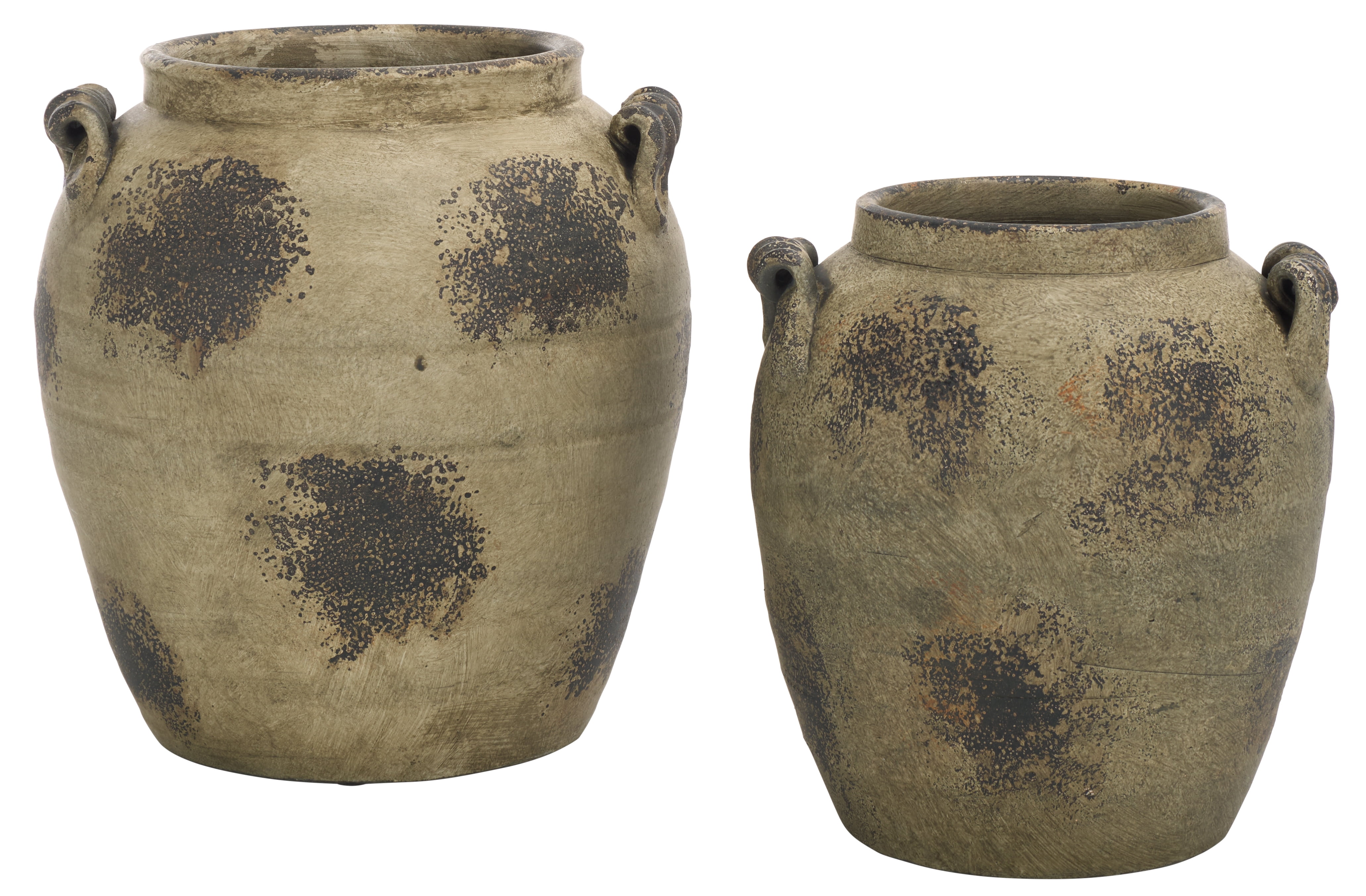 Safavieh Rhodes 13"/10.5" Weathered Gray Terracotta Table Vase, Set of 2