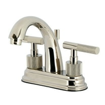 Kingston Brass KS8616KNL Knurled Double-Handle 3-Hole Deck Mount 4-Inch Centerset Bathroom Faucet with Brass Pop-Up in Polished Nickel