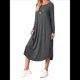 thumbnail image 3 of Vestido Informal Holgado de Cuello Redondo y Larga para Mujer, con Bolsillos Inclinados y Dobladillo Curvo. Gris Oscuro S, 3 of 9