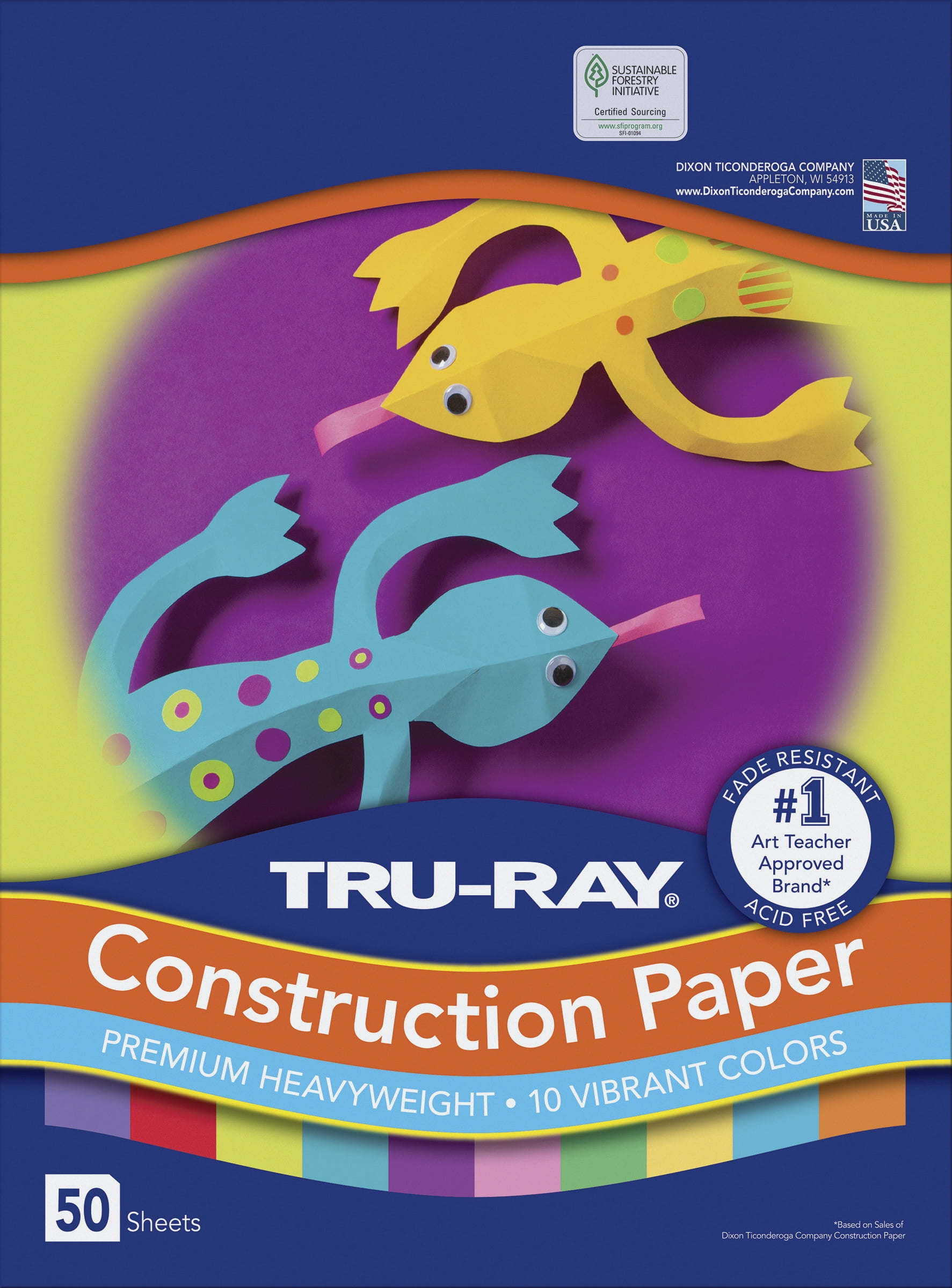 Construction Paper, 5 Assorted Hot Colors, 9 x 12, 50 Sheets - PAC6596, Dixon Ticonderoga Co - Pacon