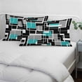 thumbnail image 3 of Teal Blue Black Geometric Pillow Covers, Linen Long Throw Pillow Case, Modern Abstract Art Block Holiday Pillow Protector Decorative Cushion Cover for Living Room/Bedroom 20" x 30", 3 of 8