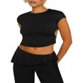 thumbnail image 1 of Slim Fit T-Shirts for Women - Summer Short Sleeve Crop Tops, 1 of 9