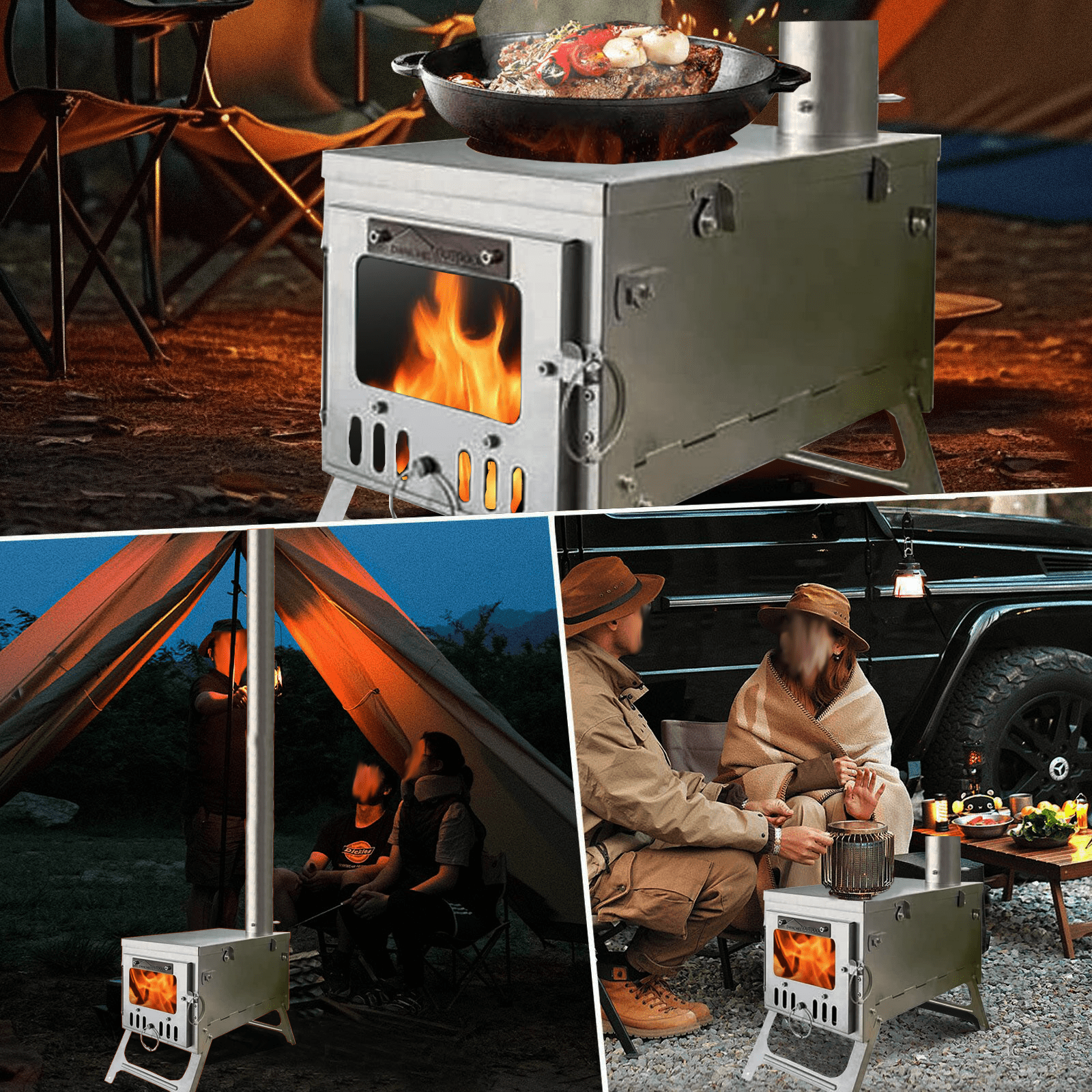 Danchel Outdoor T6 100% Titanium with Chimney Pipe, 4.4 lbs Ultralight Foldable Backpack Tent Stove