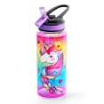 thumbnail image 1 of Homtune Linda Botella De Agua Con Pajita Para Niños De La Escuela, Niñas, Sin Bpa, Tritan, A Prueba De Fugas, Fácil De Limpiar Y Asa De Transporte, 23 Oz/680 Ml, Unicornio, 1 of 5