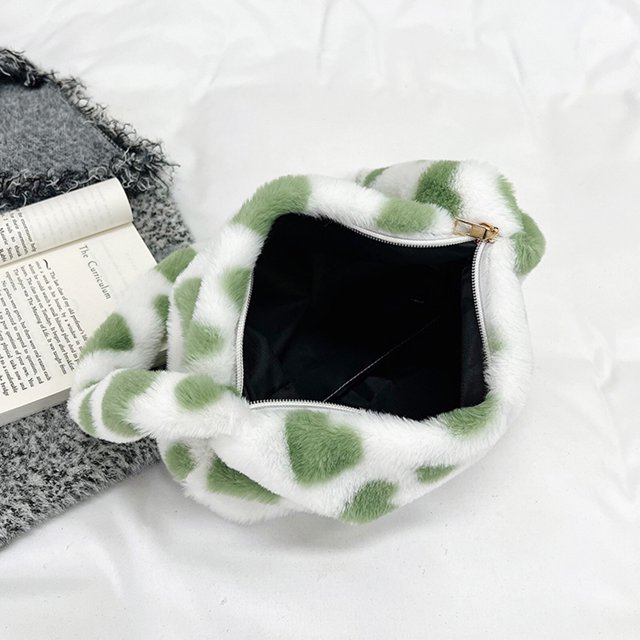 Bolsa Bolsos de viaje de felpa Casual Love Heart Print Tote femenino Moda para fiestas navideñas Likrtyny Para Estrenar