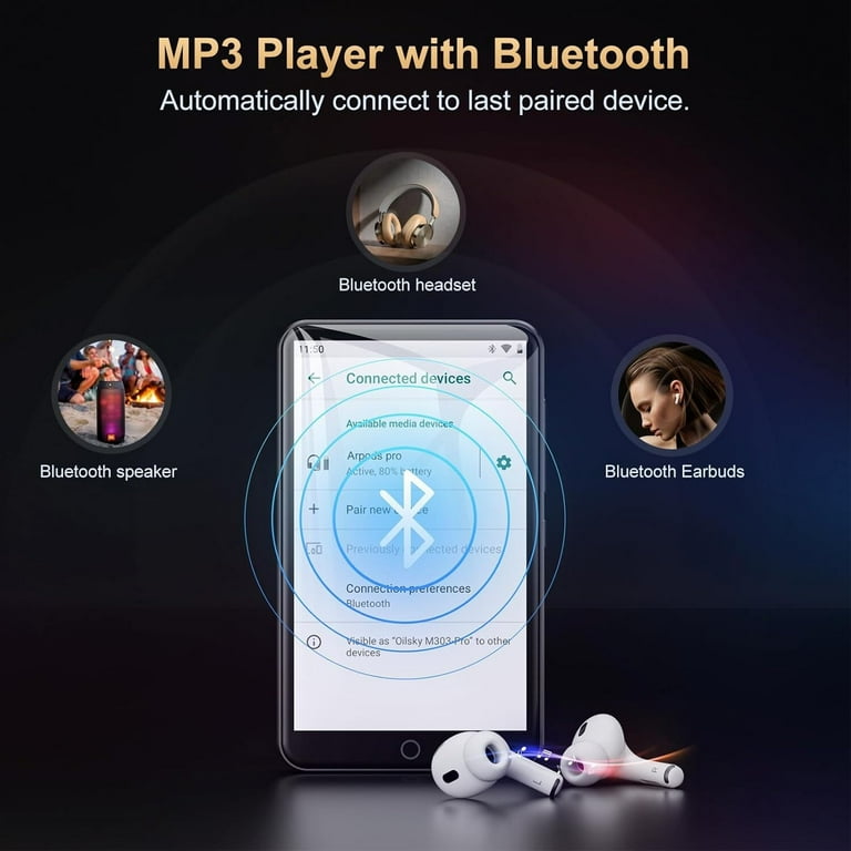 Oilsky MP3プレイヤー ブルー 16GB Amazon.com: Oilsky 128GB MP3 Player with Bluetooth 5.3, 2.4