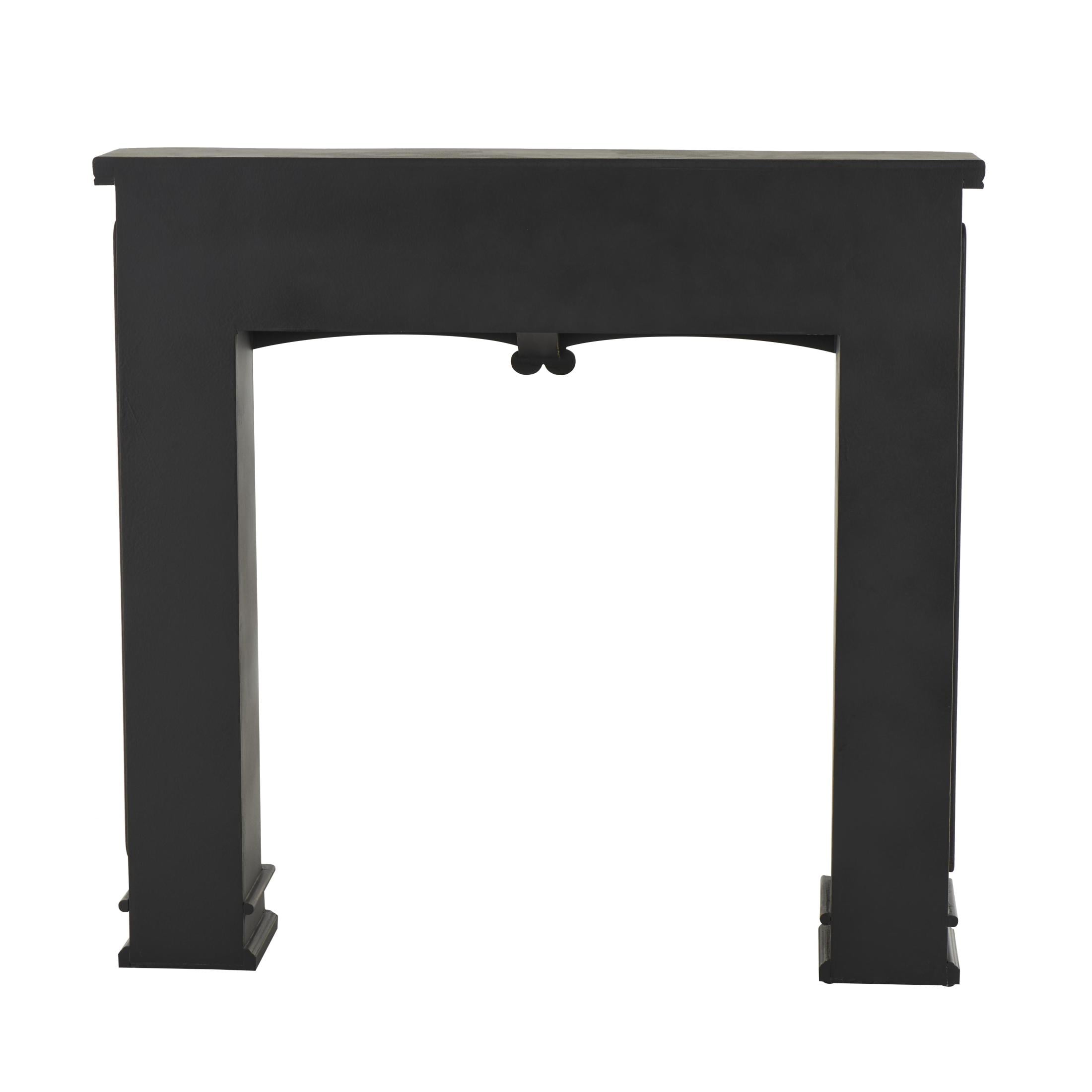 DecMode 45" x 43" Wooden Black Freestanding Scroll Surround Fireplace Mantle with Floral Accents