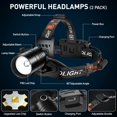 thumbnail image 6 of Rechargeable Led Headlamp 2Pack, 99000 Lumen Super Bright  Lamp with 3 Modes & 90? Adjustable, Brightest Headlamp 30H Long Runtime,   Headlamps for Adults Camping, 6 of 6
