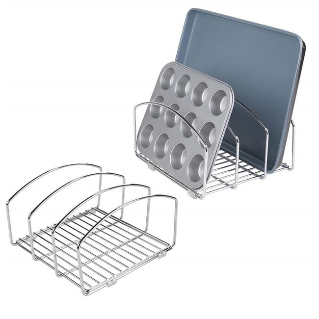InterDesign Classico Kitchen Cabinet Storage Organizer for Skillets 13 Pans Chrome