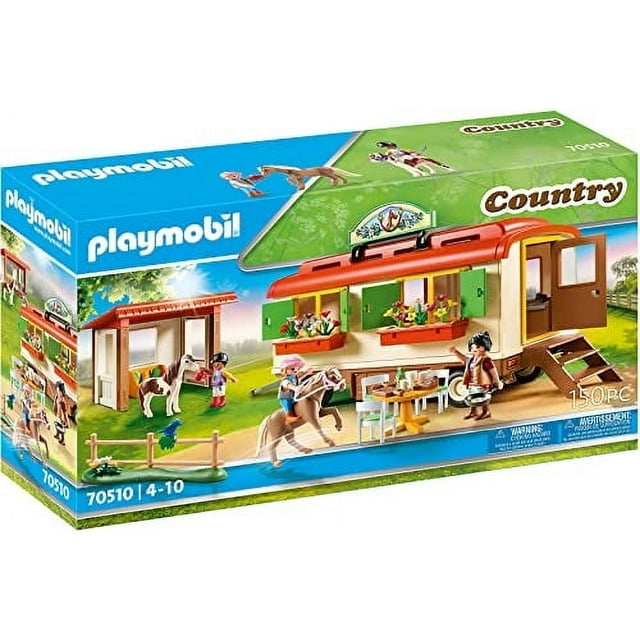 Refugio para ponis Toy Playmobil con casa móvil para niños de más de 4 años