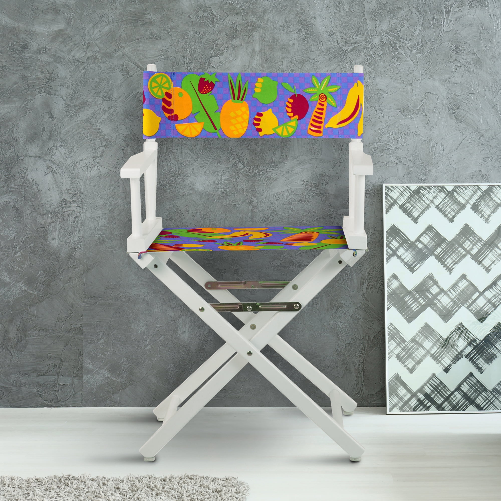 18" Director's Chair White Frame-Calypso Fruit