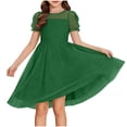 thumbnail image 2 of ITSAME Dress for Girls, Waist-Cinching Puff Short Sleeve Polka Dot Print Summer Fashion Puffy Tulle Princess Dress Army Green 5-6T, 2 of 6