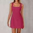 thumbnail image 2 of Summer Plus Size Mini Dresses for Womens 2026 Fashion Solid Color Zipper Sleeveless Neck Dress, 2 of 9