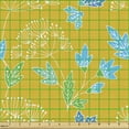 thumbnail image 2 of Botanical Fabric by the Yard, Earth Tones Meadow Leaf Branches Dandelion Flower Petals Pattern, Decorative Upholstery Fabric for Sofas and Home Accents, Pale Coffee Blue and Green by Ambesonne, 2 of 5