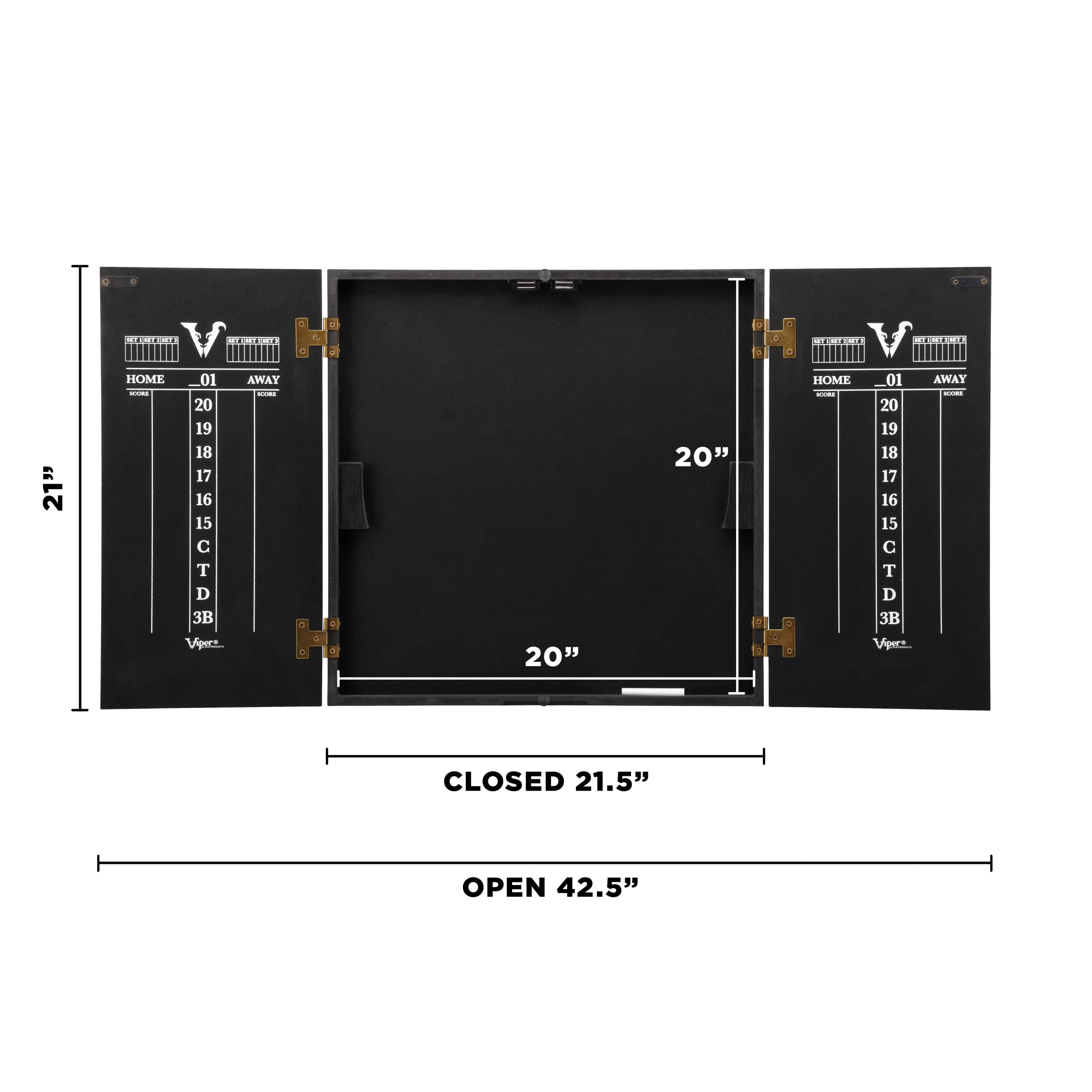 Viper Hideaway Cabinet with Coiled Paper Dartboard, "The Bull Starts Here" Throw Line Marker & Steel Tip Dart Accessories Kit