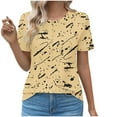 thumbnail image 1 of Birdeem Blouses pour Femmes Col Rond Imprimé Plissé Chandail Mode Décontracté Manches Courtes Printemps/été, 1 of 1