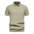 thumbnail image 2 of DARING DIVA Men's Short Sleeve Button Regular Fit Knit Texture Polo Shirt XXL khaki, 2 of 6
