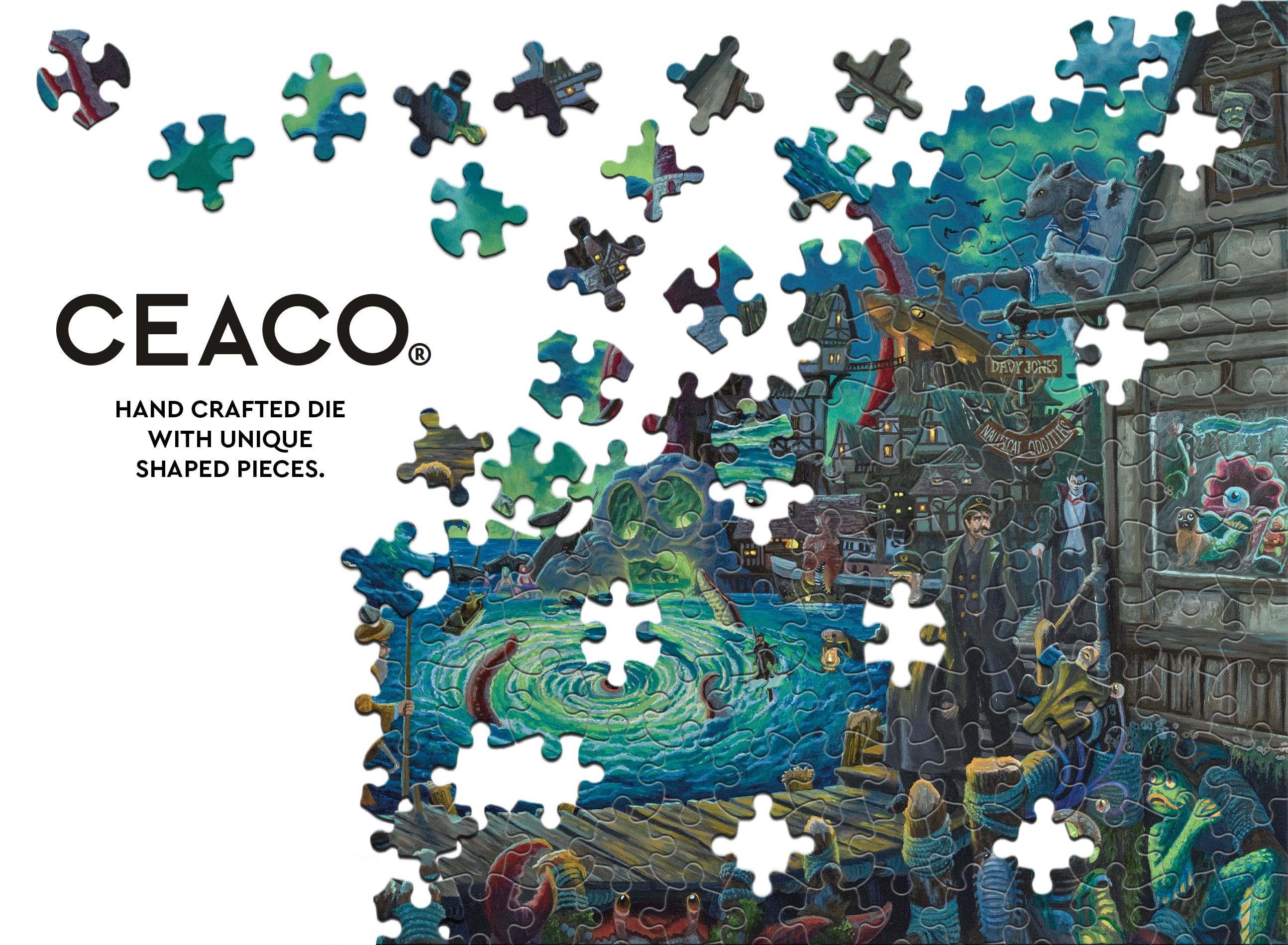Ceaco Halloween at Horror Harbor Glow (Zac Kinkade) 750 Piece