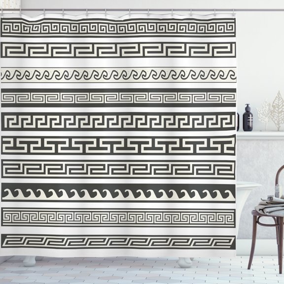 Ambesonne Abstract Shower Curtain, Motif, 69"Wx84"L, Army Green Cream White