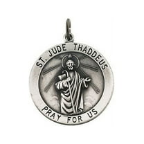 Saint Jude Religious Medal - over 3/4 inch (22mm) Sterling Silver