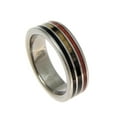 thumbnail image 3 of Genuine black and white ebony & cocobolo & pink ivory wood wedding band ring titanium 6mm size 7, 3 of 4