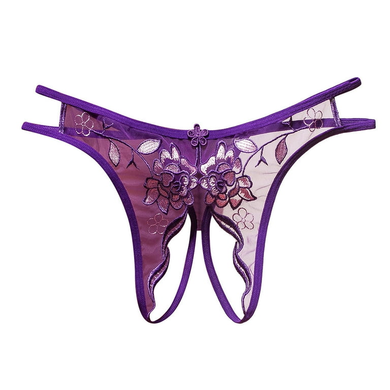 wendunide underwear women Women Thong y Panties Thong Lace Pants Ladies  Briefs Underwear Purple One Size